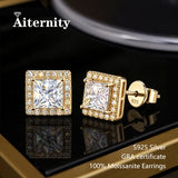 Selection of 0.5-2ct Cut 3EX D VVS1 Moissanite Diamonds Silver Stud Earrings