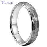 Multi-Faceted Hammered Brushed Finish 4/6/8MM Men Women Tungsten Wedding Rings