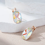 14K Rolled Gold Big Colourful AAA Zircon Crystal High Quality Dangle Earrings