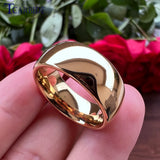 Gold-Color Domed High Polished Finish Tungsten Carbide Men Women Wedding Rings
