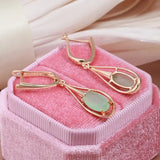 Adorable 14K Rolled Gold Emerald Green Long Drop AAA Zircon Crystal Earrings