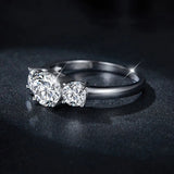 Superb 3 Stone 2/4 Carat VVS1 D Colour Moissanite Diamonds 18KGP Silver Ring