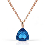 14K Rolled Gold Blue Big AAA Zircon Crystal Unique Fashion Pendant Necklace For Women