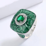 Fashion Green Handmade Enamel AAA Zircon Crystals Domineering Unique Ring