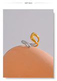 18K Gold Plated Stainless Steel Geometric Hollow Adjustable Double Colour Geometric Ring
