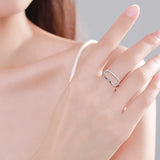 Simple Line Rectangle 925 Sterling Silver Clear AAAA Lab Created Diamonds Ring