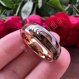 Double Wood And Steel Arrow Inlay 6/8MM Mens Womens Tungsten Carbide Rings