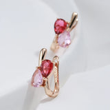 14 Karat Rolled Gold Water Drop Pink AAA Zircon Crystals Stud Earrings Fashion Jewellery