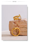 14K Gold Plated AAA Shiny Cubic Zirconia Diamond Snake Geometric Golden Ring