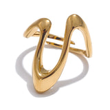 18K Gold Plated Stainless Steel Metal U Shape Fashion Minimalist Adjustable Ring