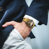 Top Brand Military Triangle Skeleton Automatic Luxury Full Stainless Steel Luminous Mens Sports Mechanical Watches