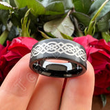 Laser Engraved Pipe Cut Brushed Finish 6MM 8MM Tungsten Wedding Men Women Rings