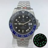 NH34 GMT Luminous Bezel Sapphire Glass Stainless Steel Bracelet Mechanical Watch