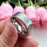 I Love You Stamped 6mm 8mm Tungsten Hammer Ring for Men Women  Comfort Fit
