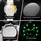 Luxury Brand Waterproof Luxury Quartz Men's Watch with Silicone Strap Fashionable High Quality Wristwatch