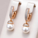 14 Karat Gold Filled Luxury New Unique Pearl AAA Zircon Diamonds Drop Earrings for Women