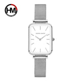 New Elegant Square Women Stainless Steel Mesh Strap Fashion Japanese Movement Rose Gold Tone Leisure Fashion Watches