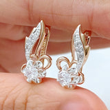 14 Karat Gold Filled two tone Unique Full Shiny AAA Zircon Diamonds Dangle Earrings