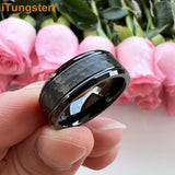 Popular Fashion Beveled Edges Hammered Tungsten Carbide Engagement Wedding Rings for Men and Women Trendy Jewellery - The Jewellery Supermarket