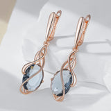 Luxury 14K Rolled Gold Unique Geometric Hollow AAA Zircon Crystals Drop Earring