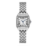 Luxury Full CZ Diamonds Top Brand Square Roman Quartz Fashion Stainless Steel Women's Watches