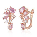 14 Karat Gold Filled Shiny Pink AAA Zircon Crystals Earrings For Women Fine Jewellery