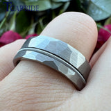 Guitar String Ring Silver Hammer 8MM Men Women Tungsten Carbide Wedding Ring