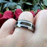Beveled Brushed Polished Finish 8mm Men Women Two Tone Tungsten Wedding Rings