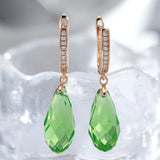 Stunning 14K Gold Filled Luxury AAA Zircon Green Blue Crystal Earrings
