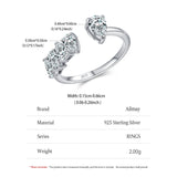Elegant 925 Sterling Silver Pear shape AAAA Lab Created Diamonds Open Rings