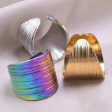 Vintage Style Chunky Unevenness Open Stainless Steel Wide Rings For Women - Fashion Jewellery - The Jewellery Supermarket