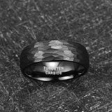 New Arrival Multi-Faceted Hammered Brushed Finish Black Tungsten Wedding Ring For Men - Popular Choice - The Jewellery Supermarket