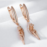 14 Karat Rolled Gold Shiny Cat Design AAA  Zircon Diamonds Long Drop Earrings For Women