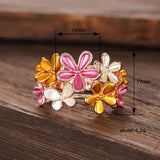 Charming Dainty Colourful Enamel Flower Women Two Tone Ring