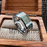 Gear Wheel Blue Carbon Fiber Inlay Unique 6/8mm Tungsten Carbide Wedding Rings