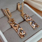 Two-tone rectangular 14K Filled Gold and Silver Geometric Hollow Earrings