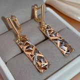 Latest Fashion 14K Filled Rose Gold and Silver Dichroic Plating Geometric Hollow Earrings - Fashion Jewellery