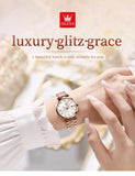 Elegant Luxury Zircon Diamond Rose Gold Colour Stainless Steel Waterproof Date Ladies Dress Wristwatches, Ideal Gift