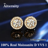 Classic D Colour VVS1 Moissanite Diamonds Stud Silver Earrings or Men and Women