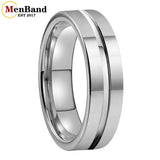 Flat Brushed Polishing Center Groove 6mm Wedding Engagement Gold Tungsten Rings