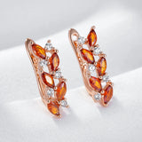 14 Karat Rolled Gold Shiny Red AAA Zircon Diamonds High Quality Drop Earrings for Women