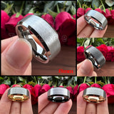 Multicolours Beveled Brushed 6m/8mm Classic Tungsten Wedding Rings for Men Women
