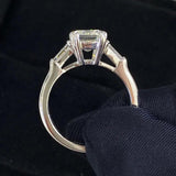 1/2/3/4CT Emerald Cut Full Moissanite Diamond Rings Silver GRA Certified Three Stones Wedding Engagement Jewellery