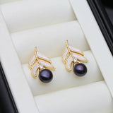 Vintage Multicolour Real Pearl AAA Zircon Diamonds Gold Colour Stud Earrings