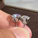 Sparkling 6.5mm1 ct Original D VVS1 Moissanite Diamonds Four Claw Stud Earrings
