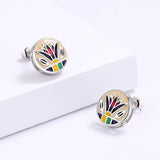 High Quality Grass Shape 925 Handmade Enamel Irregular Geometric Earrings