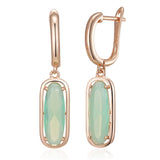 14 Karat Elegant Lake Green Long AAA Zircon Crystals Dangle Earrings For Women