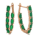 14 Karat Rolled Gold Oval Multicolor AAA Zircon Crystals Long Drop Luxury Earrings