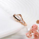 Stunning Micro Inlay Filled 14K Rose Gold Black White AAA Zircon Diamonds Pe rsonality Ring - Fashion Jewellery