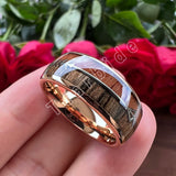 Double Wood And Steel Arrow Inlay 6/8MM Mens Womens Tungsten Carbide Rings